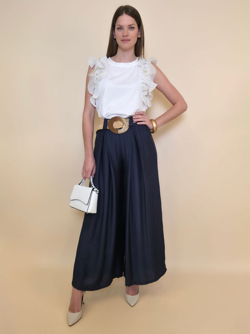 Majica 28 Duson - cotton white plisse volani - gold