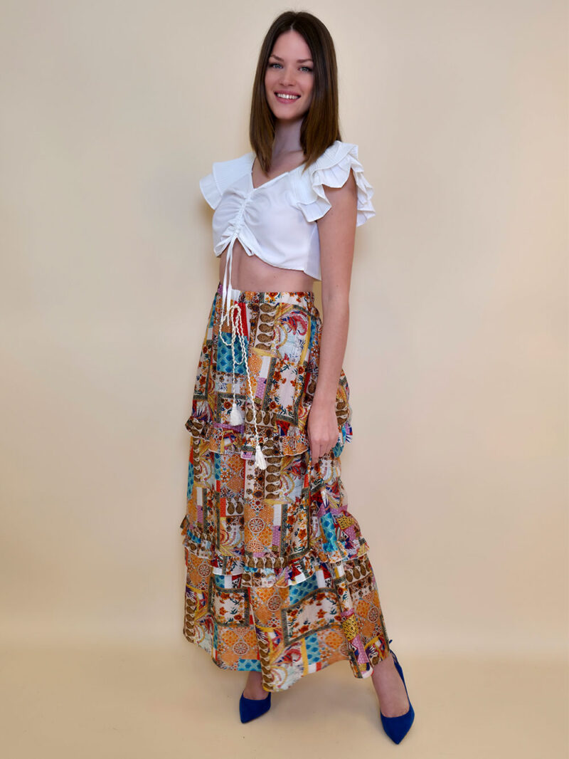 Suknja 38 Aztec - tencel print patchwork