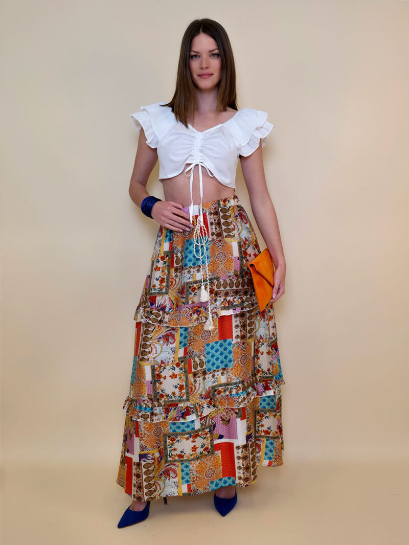 Suknja 38 Aztec - tencel print patchwork
