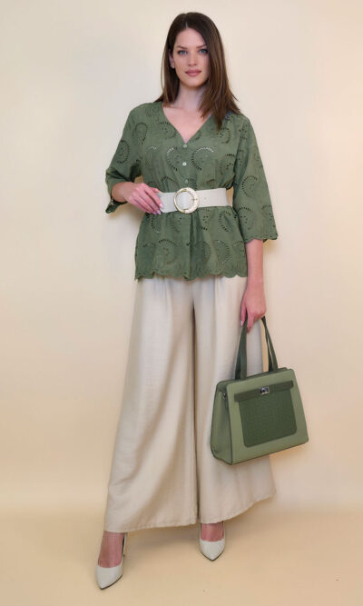 Tunika 42 Camilla - cotton lace richelieu - military