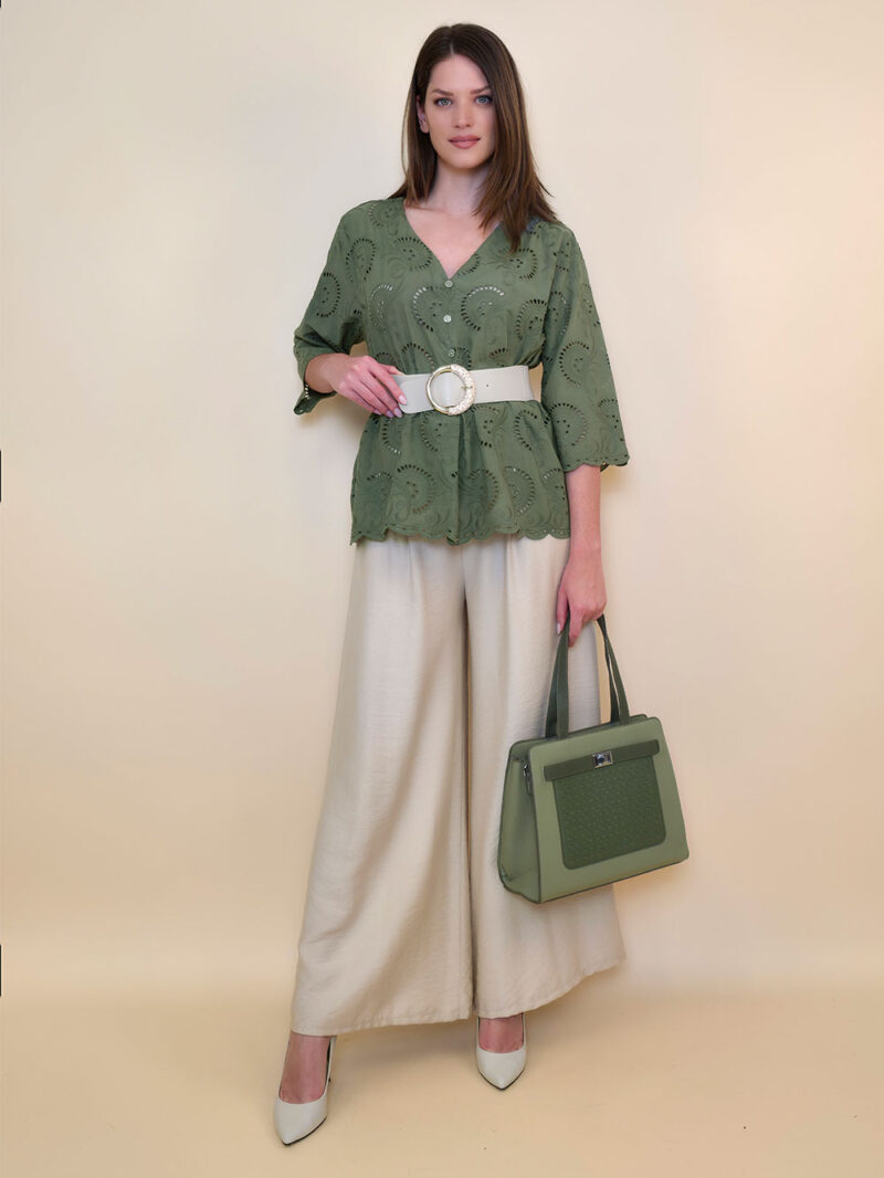 Tunika 42 Camilla - cotton lace richelieu - military