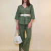 Hlače 48 Milton - cotton lace richelieu - military