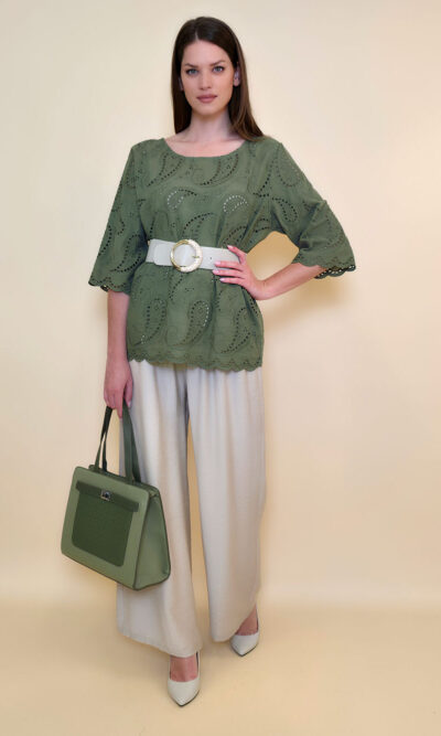 Tunika 40 Avera - cotton lace richelieu - military