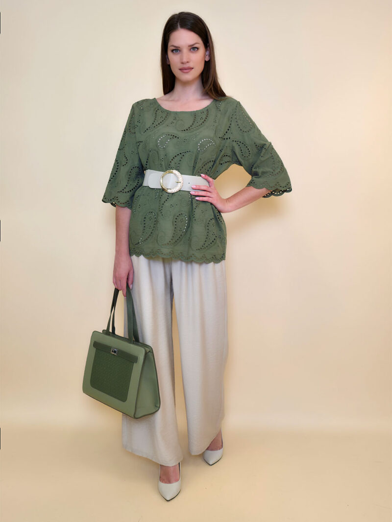 Tunika 40 Avera - cotton lace richelieu - military
