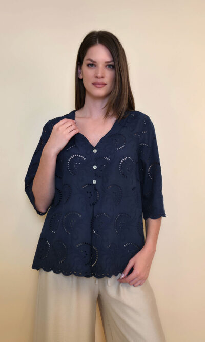 Tunika 42 Camilla - cotton lace richelieu - navy