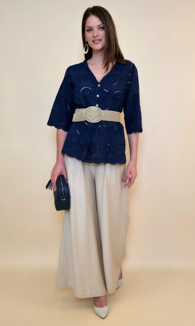 Tunika 42 Camilla - cotton lace richelieu - navy