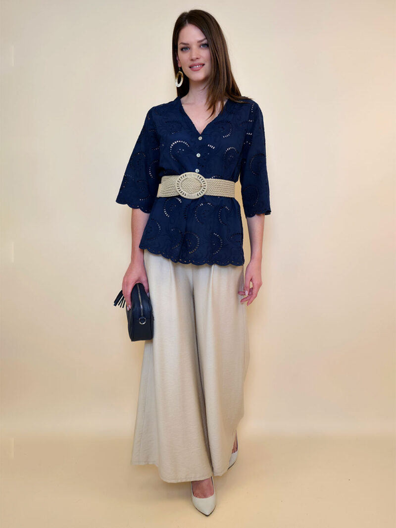 Tunika 42 Camilla - cotton lace richelieu - navy