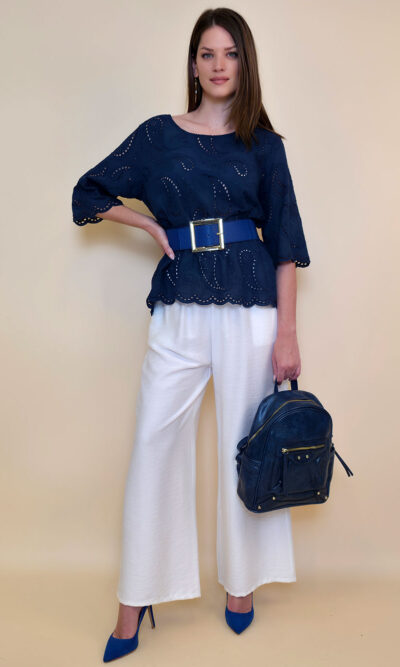 Tunika 40 Avera - cotton lace richelieu - navy