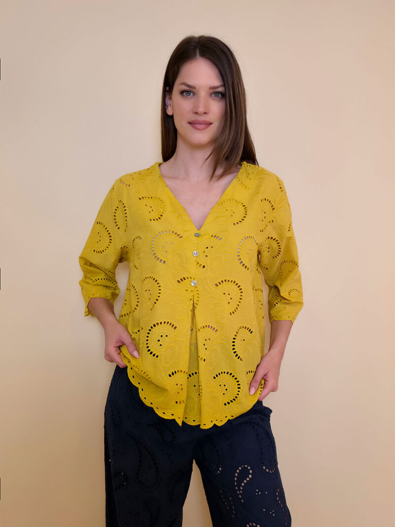 Tunika 42 Camilla - cotton lace richelieu - yellow