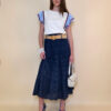 Suknja+remen 54 Smyrna - cotton lace richelieu - navy