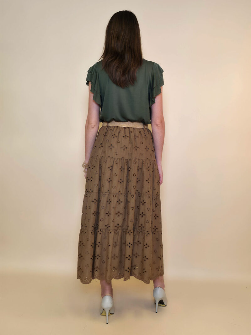 Suknja+remen 54 Smyrna - cotton lace richelieu - camel