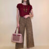 Hlače 48 Milton - cotton lace richelieu - camel