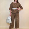 Hlače 48 Milton - cotton lace richelieu - camel