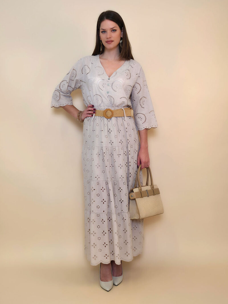 Suknja+remen 54 Smyrna - cotton lace richelieu - beige