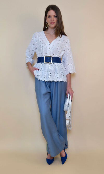 Tunika 42 Camilla - cotton lace richelieu - white