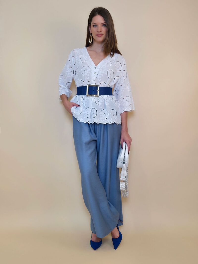 Tunika 42 Camilla - cotton lace richelieu - white