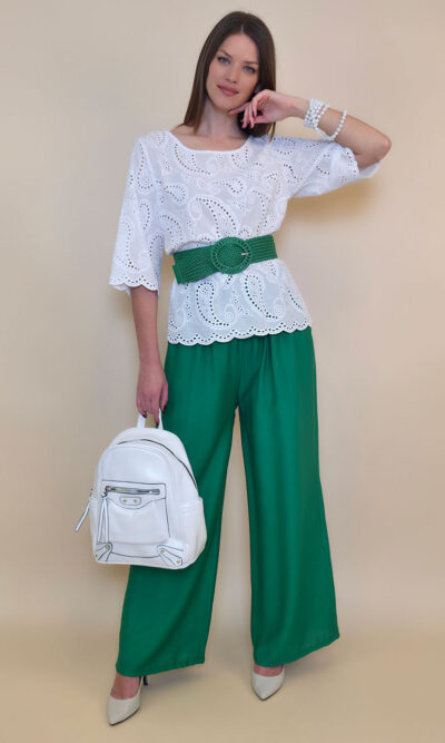 Tunika 40 Avera - cotton lace richelieu - white