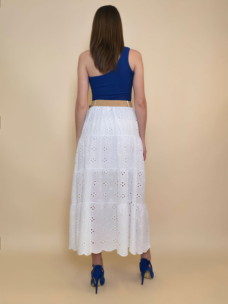 Suknja+remen 54 Smyrna - cotton lace richelieu - white