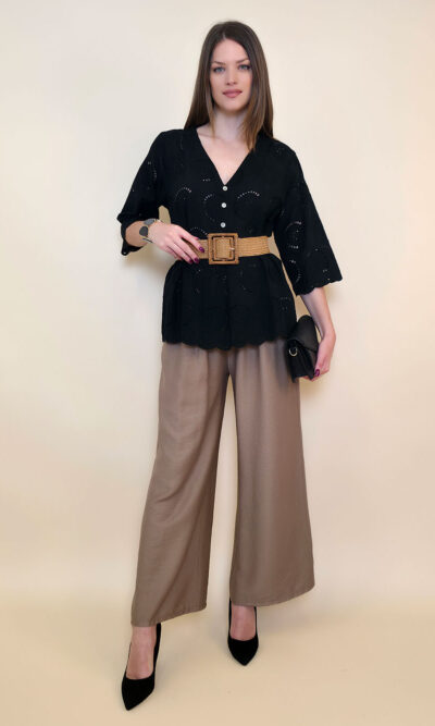 Tunika 42 Camilla - cotton lace richelieu - black
