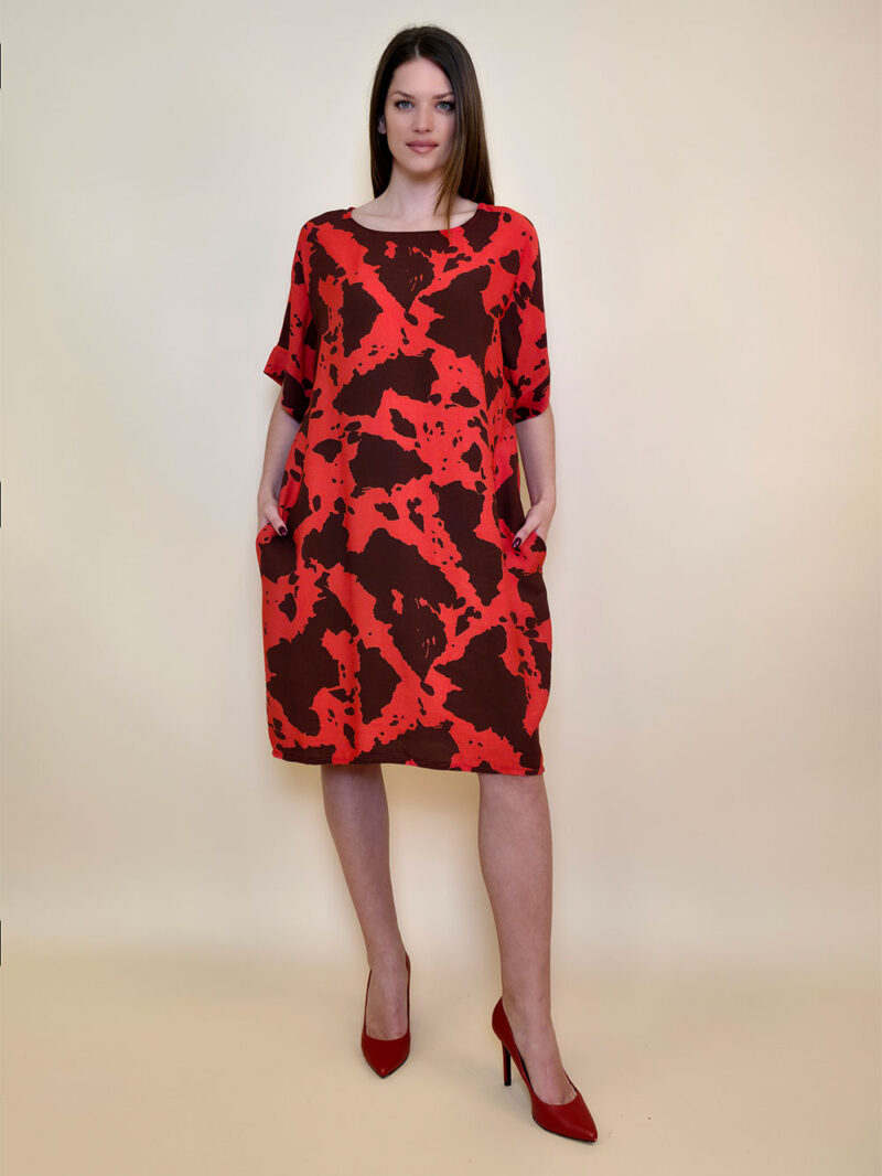 Haljina 36 Harlem - viscose/linen - india red