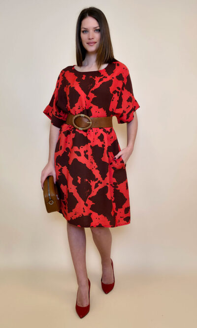 Haljina 36 Harlem - viscose/linen - india red