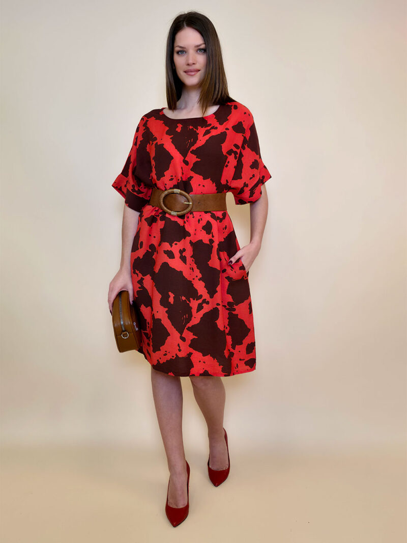 Haljina 36 Harlem - viscose/linen - india red