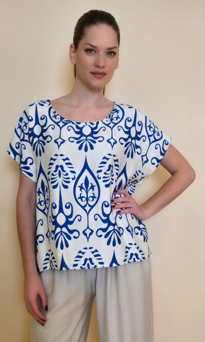 Tunika 40 Avondale - viscose print - royal