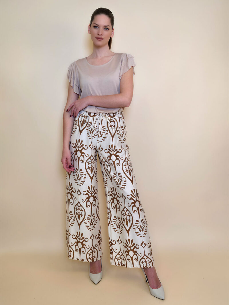Hlače 40 Morgan - viscose print - camel