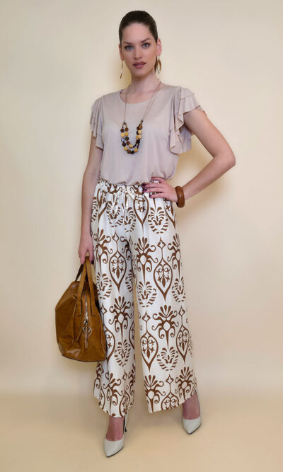 Hlače 40 Morgan - viscose print - camel