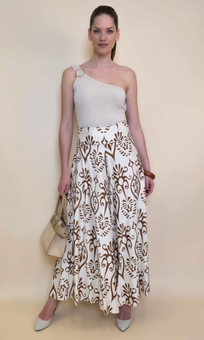 Hlače 48 Claxton - viscose print - orange