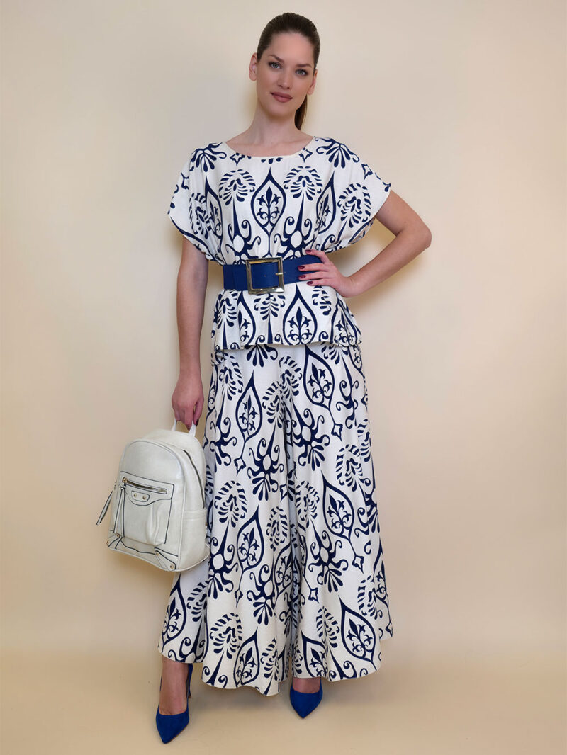 Hlače 48 Claxton - viscose print - navy