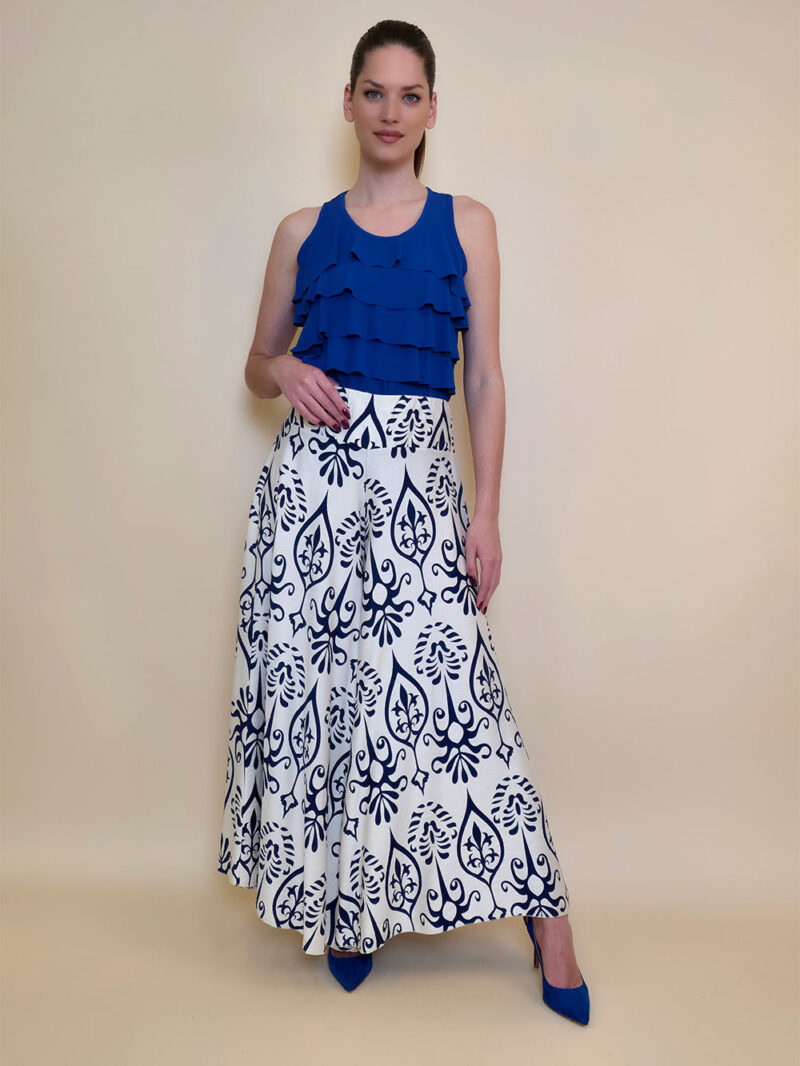 Hlače 48 Claxton - viscose print - royal