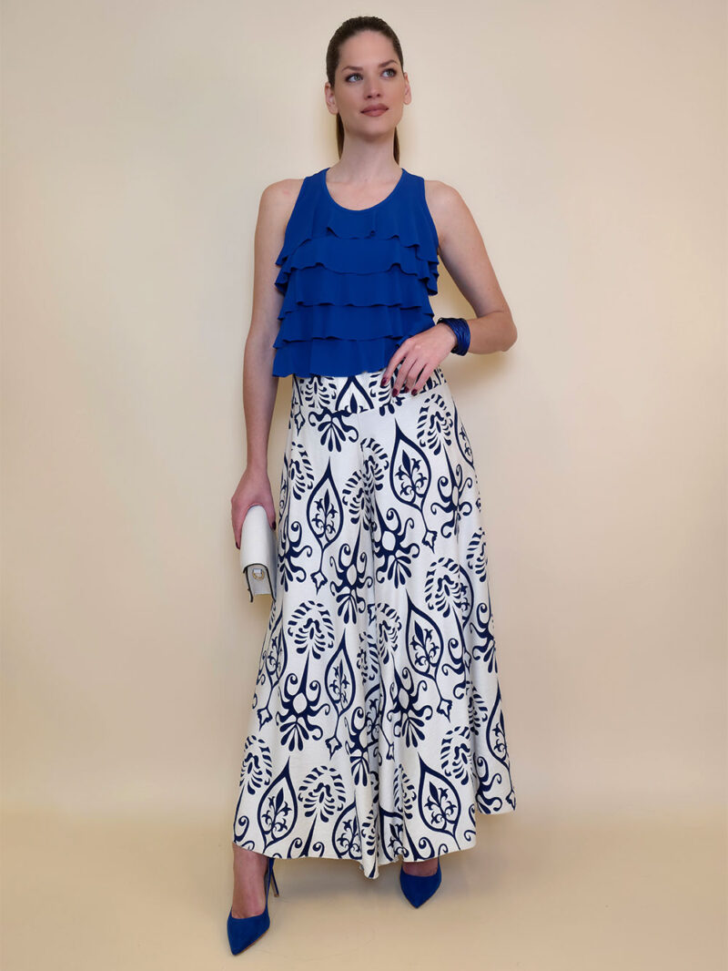 Hlače 48 Claxton - viscose print - royal