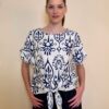 Tunika 40 Elida - viscose print mašna - navy