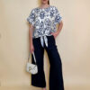 Tunika 40 Elida - viscose print mašna - navy
