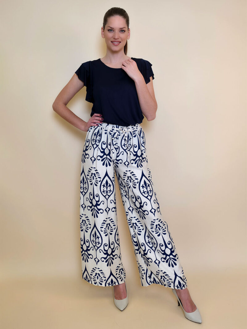 Hlače 40 Morgan - viscose print - navy