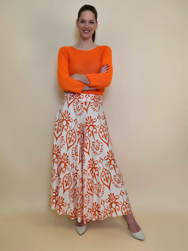Hlače 48 Claxton - viscose print - orange