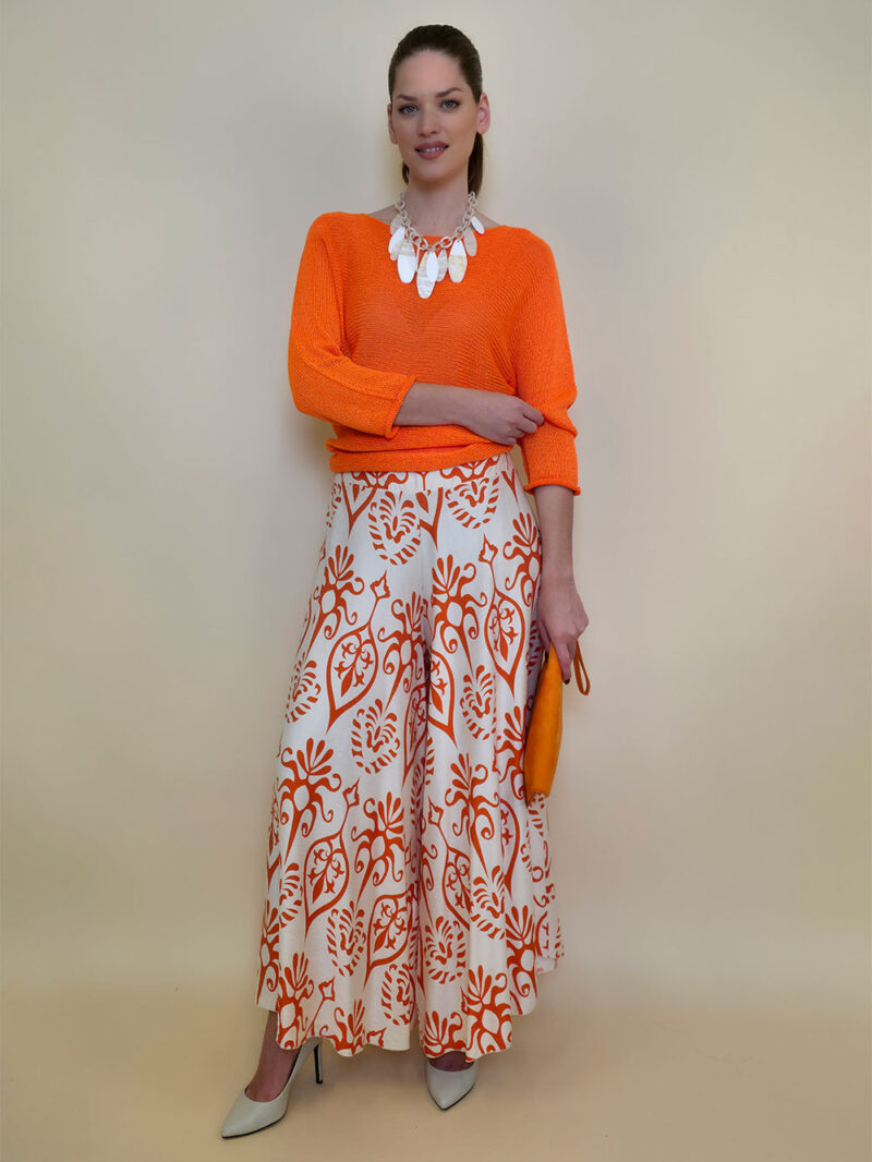 Hlače 48 Claxton - viscose print - orange