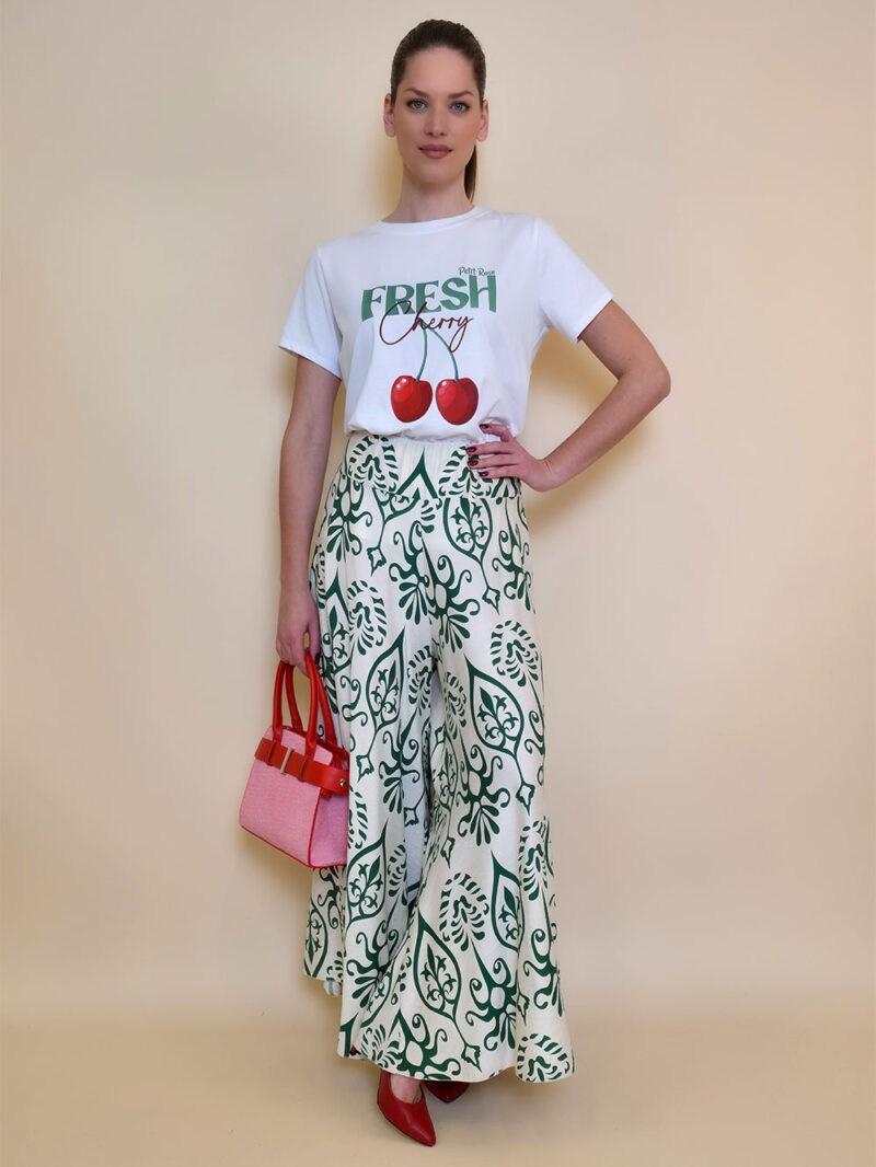 Hlače 48 Claxton - viscose print - green