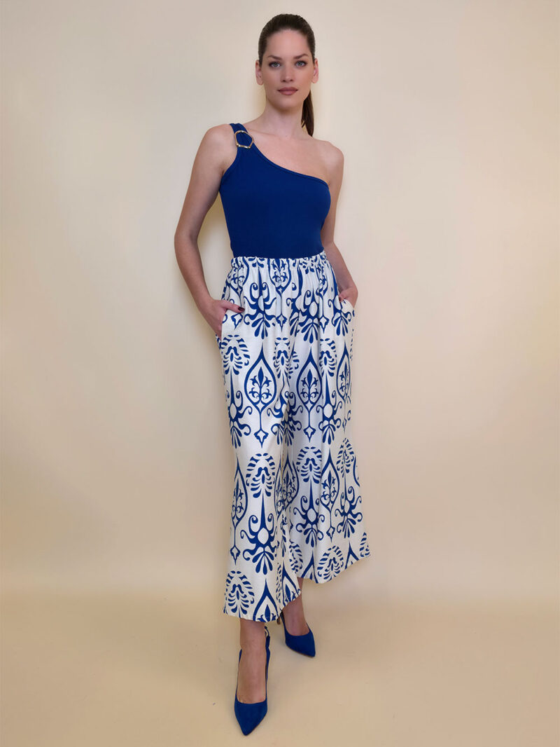 Hlače 40 Larsen - viscose print - royal