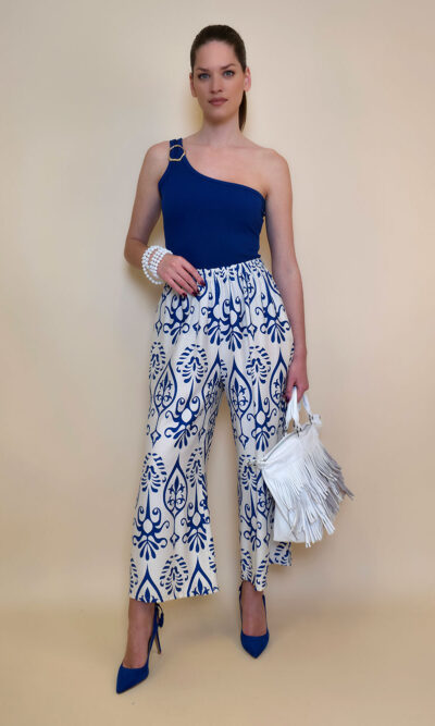 Hlače 40 Larsen - viscose print - royal