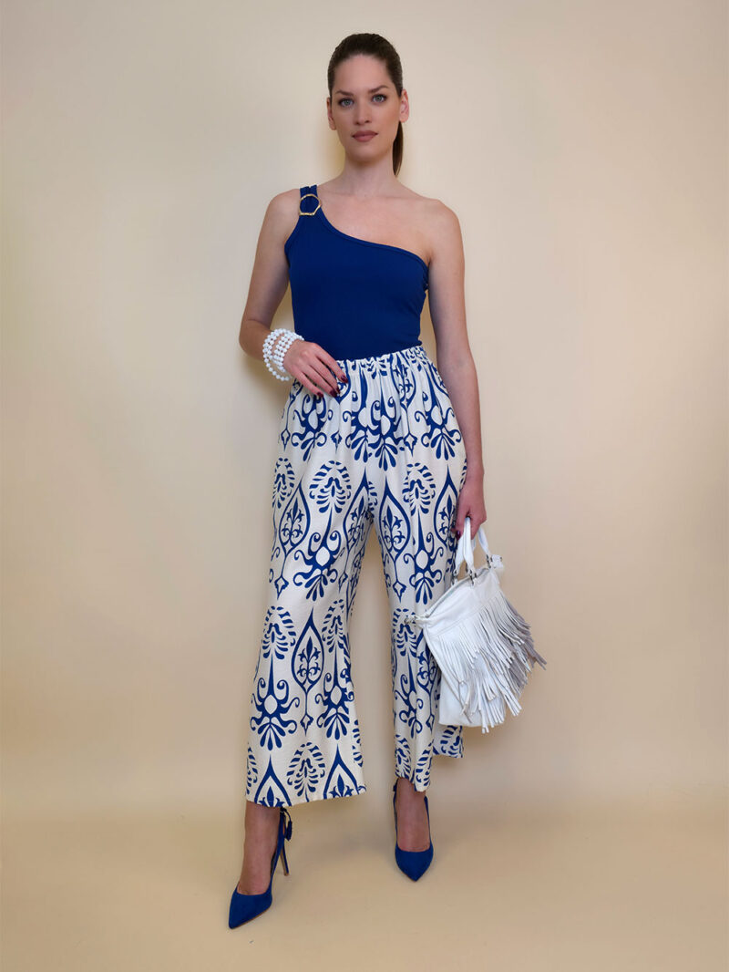 Hlače 40 Larsen - viscose print - royal