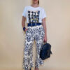 Hlače 40 Larsen - viscose print - navy