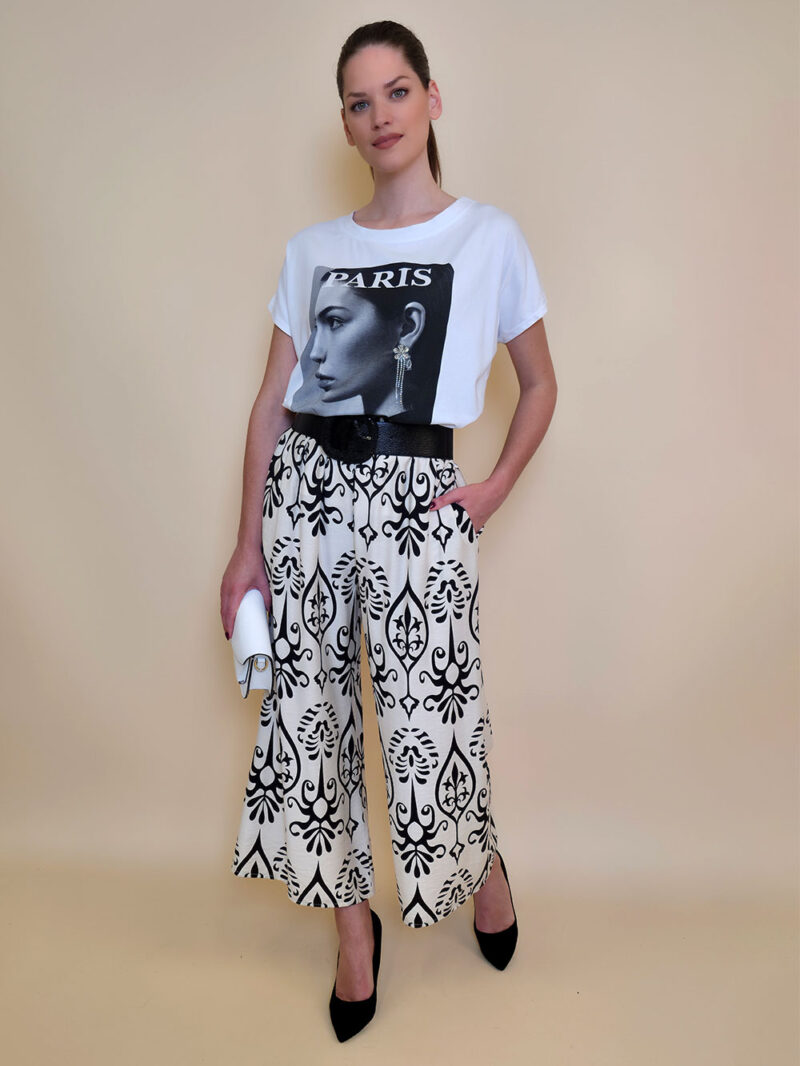 Hlače 40 Larsen - viscose print - black