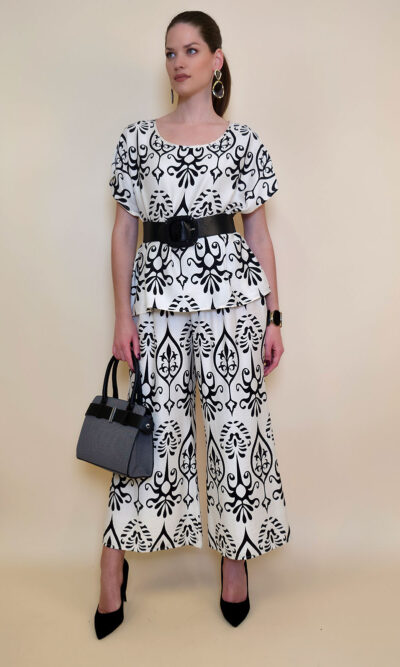 Hlače 40 Larsen - viscose print - black