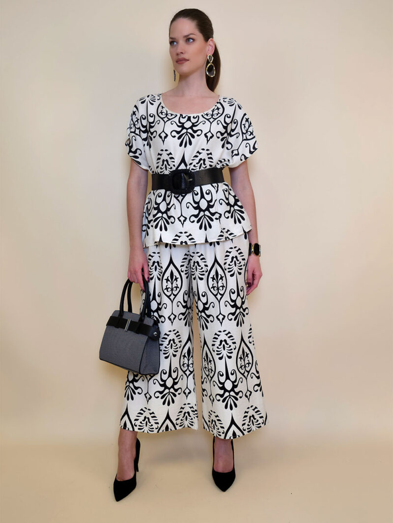Hlače 40 Larsen - viscose print - black