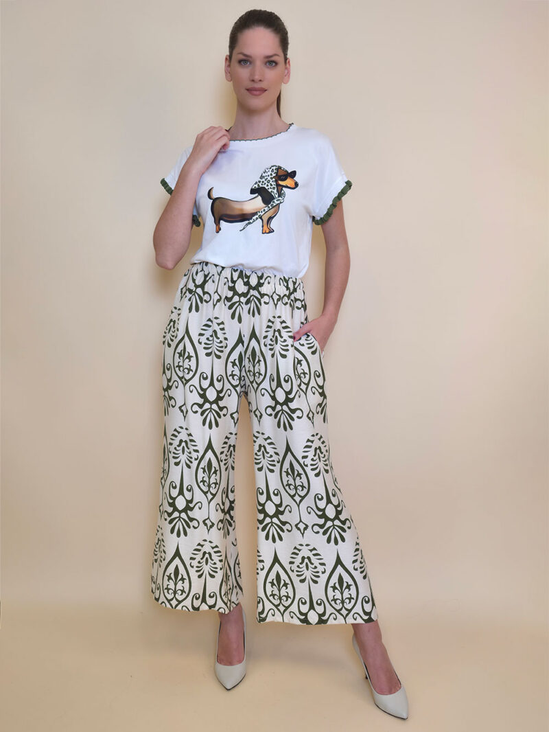 Hlače 40 Larsen - viscose print - military