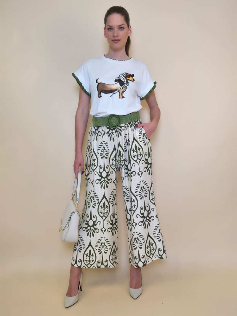 Hlače 40 Larsen - viscose print - military