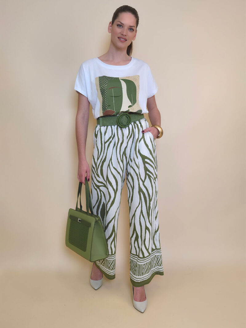 Hlače 45 Logan - rayon brazde - military