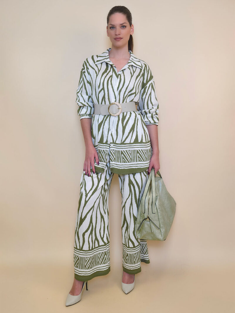 Hlače 45 Logan - rayon brazde - military